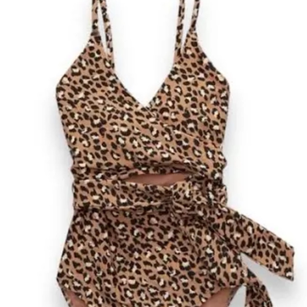 Aerie xxl Leopard Print Wrap Swimsuit